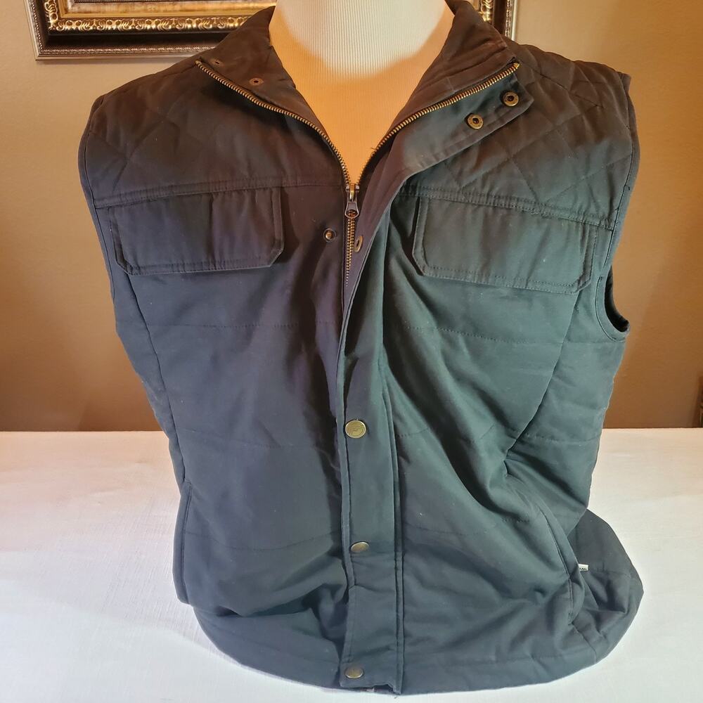Magellan Outdoors Mens 2XL Dark Gray Quilted Canvas Utility Vest Jacket